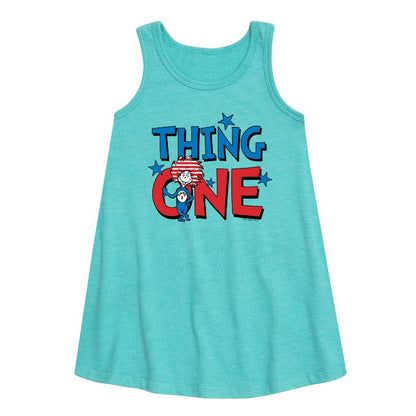 Girls' - Dr. Seuss - American Thing One Graphic Sleeveless Aline Dress
