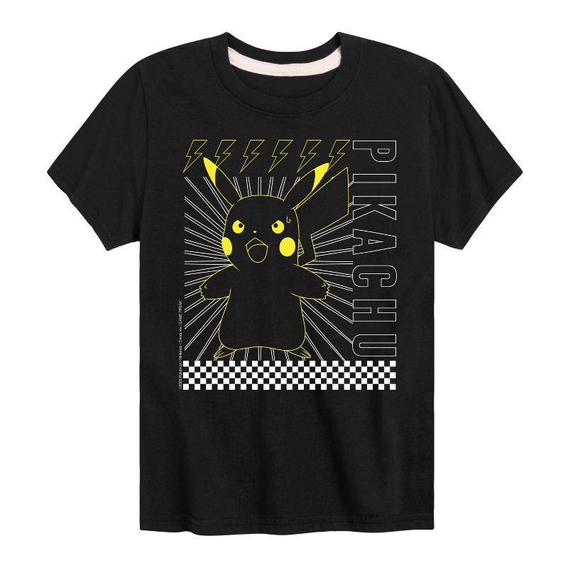 تي شيرت جرافيكي بأكمام قصيرة ومربعات من بوكيمون بيكاتشو للأولاد