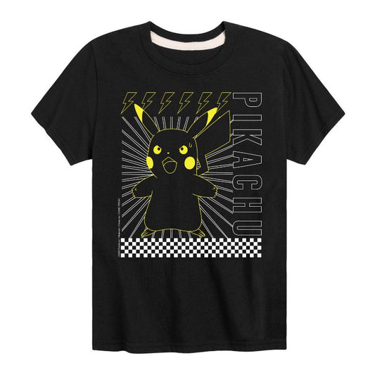 تي شيرت جرافيكي بأكمام قصيرة ومربعات من بوكيمون بيكاتشو للأولاد