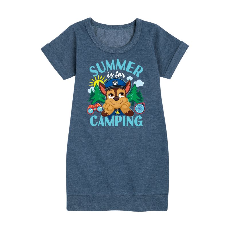 Girls' - Paw Patrol - Summer Is For Camping Graphic Short Sleeve Fleece Dress