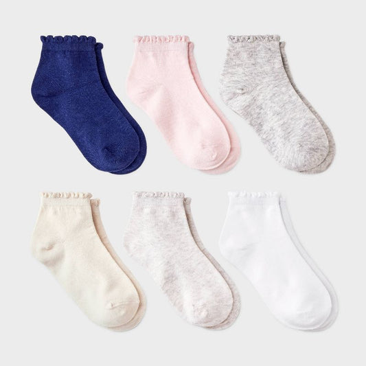 Girls' 6pk Scallop Ankle Socks - Cat & Jack™