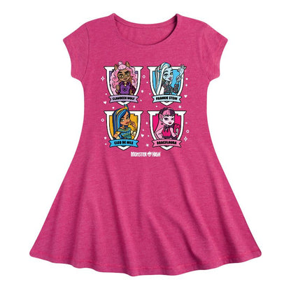 Girls' - Monster High - Character Grid Fit & Flair Cap Sleeve Dress