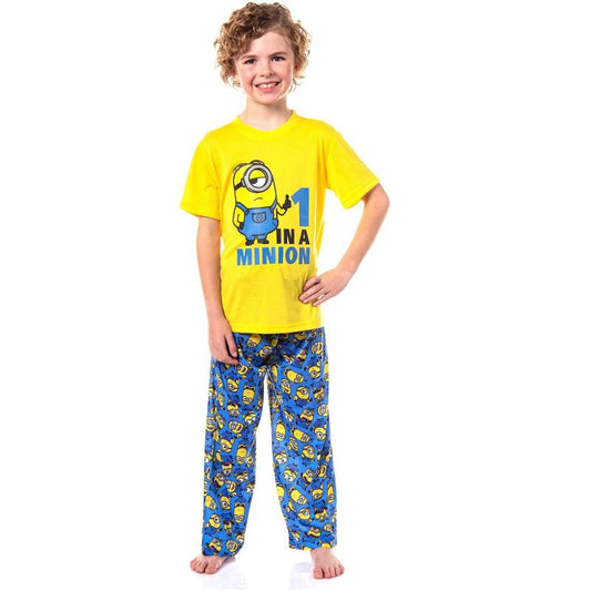 Minions Boys' Pajamas One In A Minion Sleep Shirt and Pant 2 Piece Sleep Set Multicolored