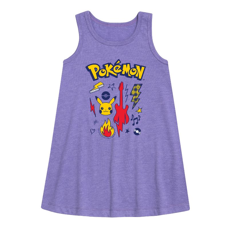 Girls' - Pokémon - Pokémon Punk Icons Graphic Sleeveless Aline Dress
