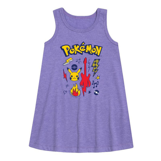 Girls' - Pokémon - Pokémon Punk Icons Graphic Sleeveless Aline Dress