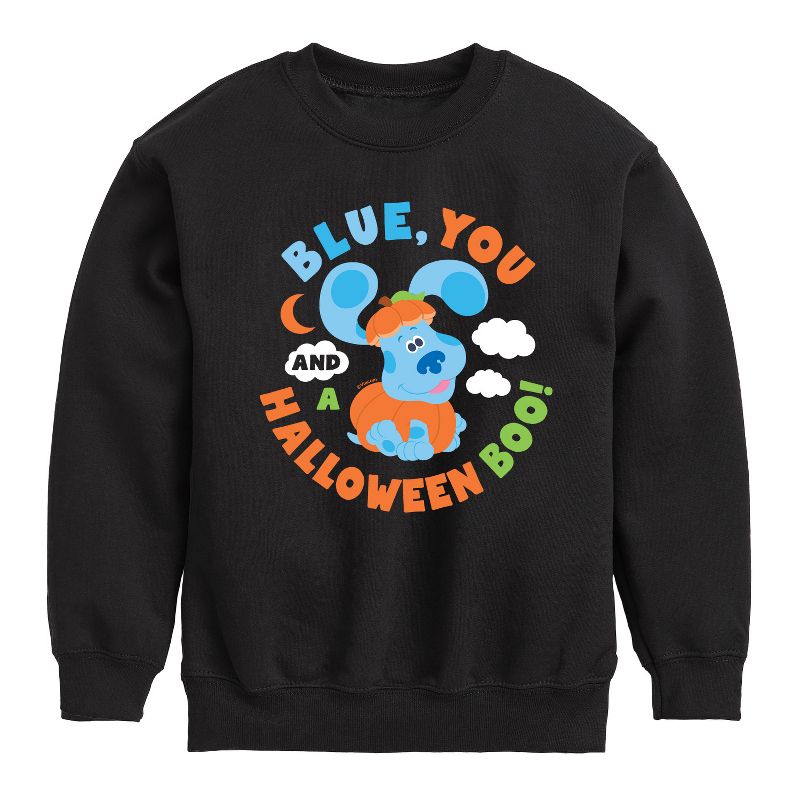 Boys' - Blue's Clues & You! - Blue You And Halloween Boo Graphic Long Sleeve Fleece Sweatshirt