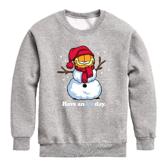 Boys' - Garfield - Have An Ice Day Graphic Long Sleeve Fleece Sweatshirt