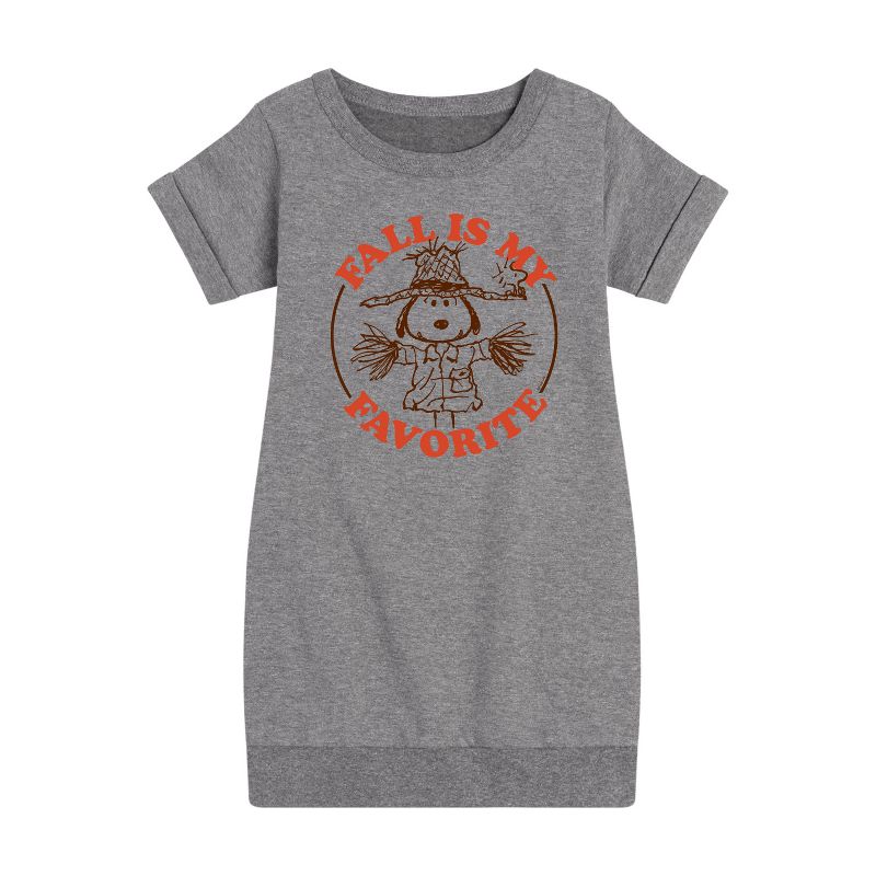 Girls' - Peanuts - Fall Is My Favorite Graphic Short Sleeve Fleece Dress