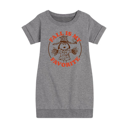 Girls' - Peanuts - Fall Is My Favorite Graphic Short Sleeve Fleece Dress