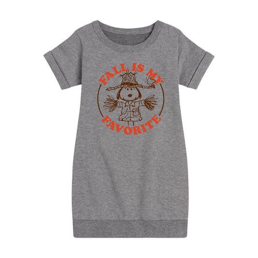 Girls' - Peanuts - Fall Is My Favorite Graphic Short Sleeve Fleece Dress