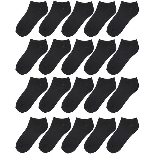 Kids Boys 20 Pairs Classy Lightweight Novelty Plain Solid Black Pattern Low cut/No show socks