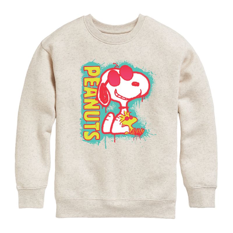 Boys' - Peanuts - Peanuts Snoopy Woodstock Graphic Long Sleeve Fleece Sweatshirt