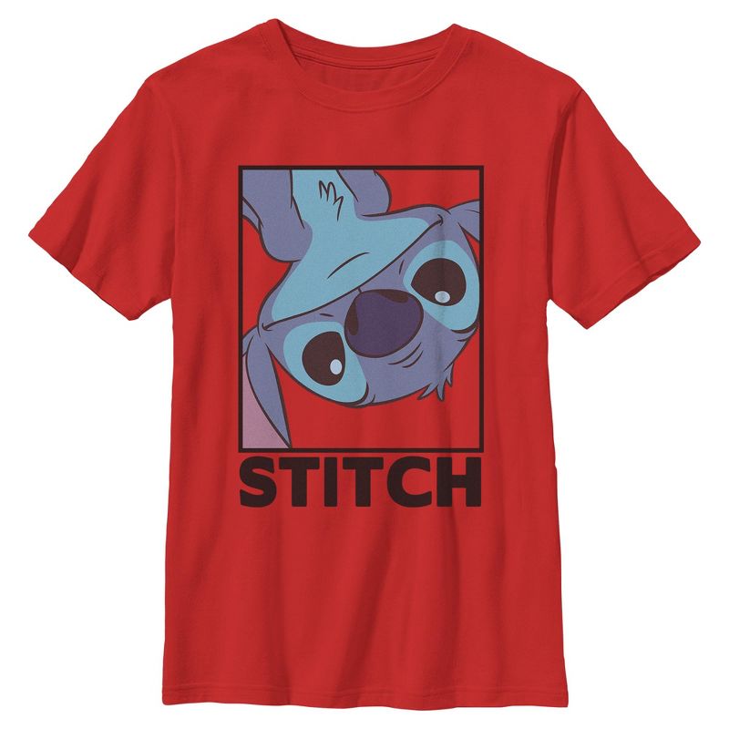 Boy's Lilo & Stitch Peekaboo Stitch Portrait T-Shirt