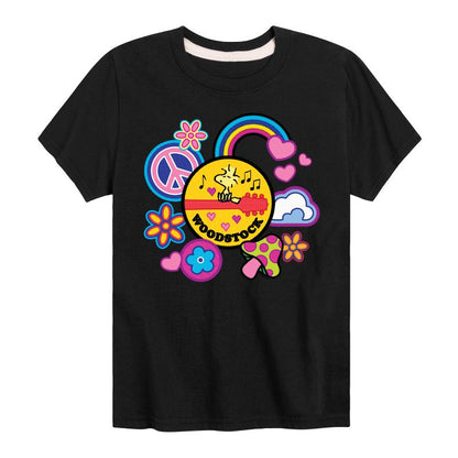 تي شيرت جرافيكي بأكمام قصيرة من وودستوك بيس آند لاف فلاير للأولاد - بينتس