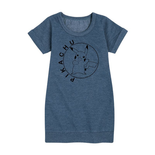 Girls' - Pokémon - Happy Pikachu Graphic Short Sleeve Fleece Dress