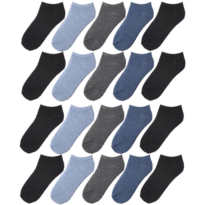 Tipi Toe Kids Boys 20 Pairs Classy Lightweight Novelty Solid Colors Pattern Low cut/No show socks
