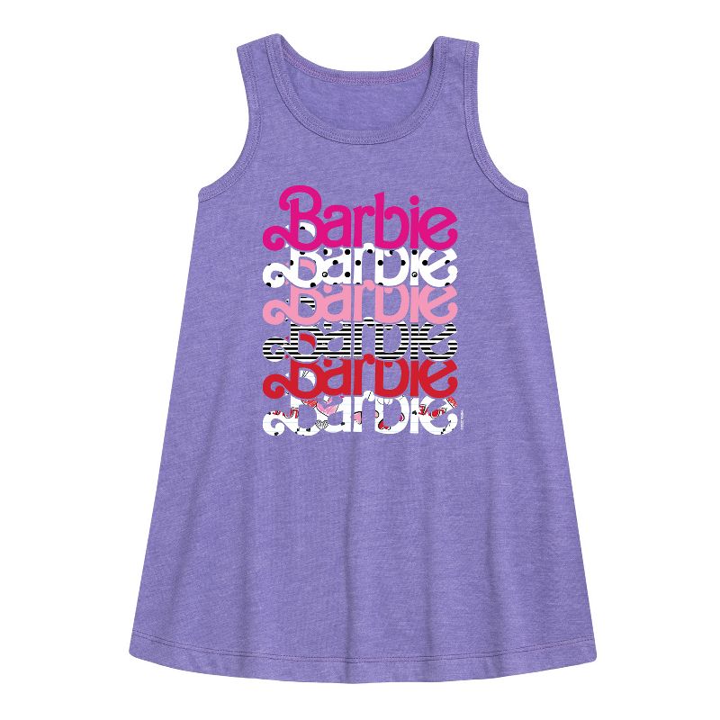 Girls' - Barbie - Stacked Barbie Vday Graphic Sleeveless Aline Dress