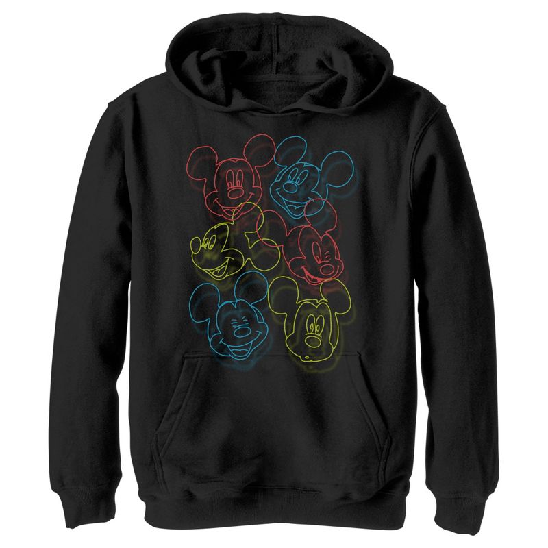 Boy's Disney Mickey Mouse Neon Outlines Pull Over Hoodie