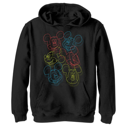 Boy's Disney Mickey Mouse Neon Outlines Pull Over Hoodie