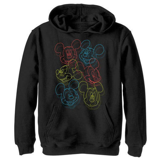 Boy's Disney Mickey Mouse Neon Outlines Pull Over Hoodie