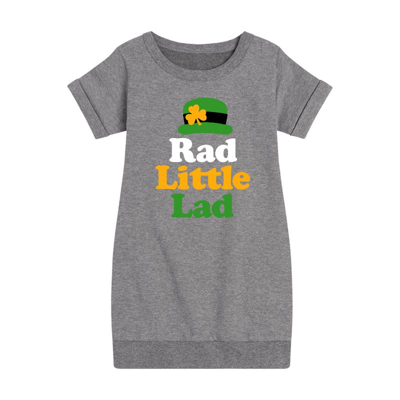 Girls' - Instant Message - St. Patrick's Day Rad Little Lad Graphic Short Sleeve Fleece Dress