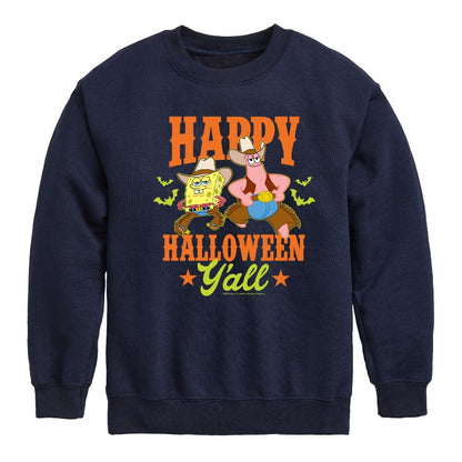 Boys' - SpongeBob SquarePants - Happy Halloween Y'all Graphic Long Sleeve Fleece Sweatshirt
