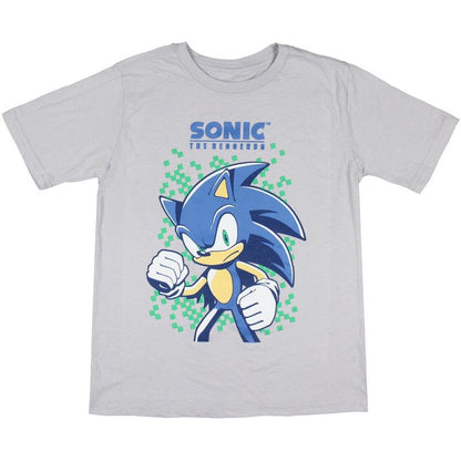 Sonic The Hedgehog Boy's Green Eyes Graphic Print Kids Short Sleeve T-Shirt