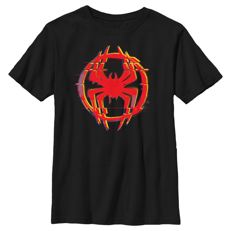 Boy's Spider-Man: Across the Spider-Verse Red Glitch Spider Logo T-Shirt
