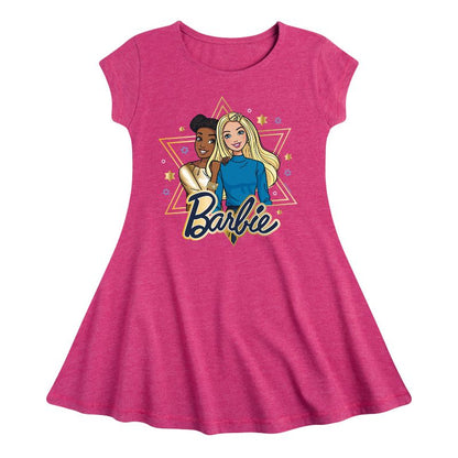 Girls' - Barbie - Holiday Friends Fit & Flair Cap Sleeve Dress