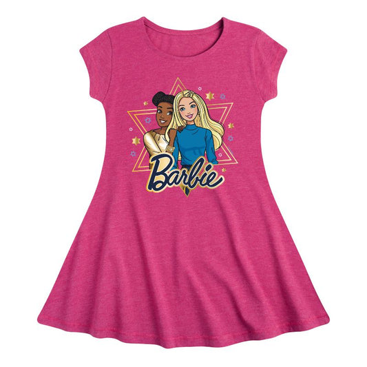 Girls' - Barbie - Holiday Friends Fit & Flair Cap Sleeve Dress
