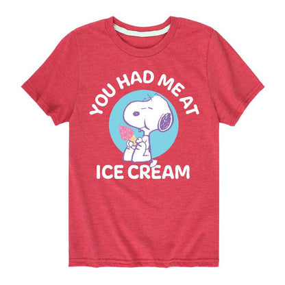 تي شيرت جرافيكي بأكمام قصيرة للأولاد من Peanuts - You Had Me At Ice Cream