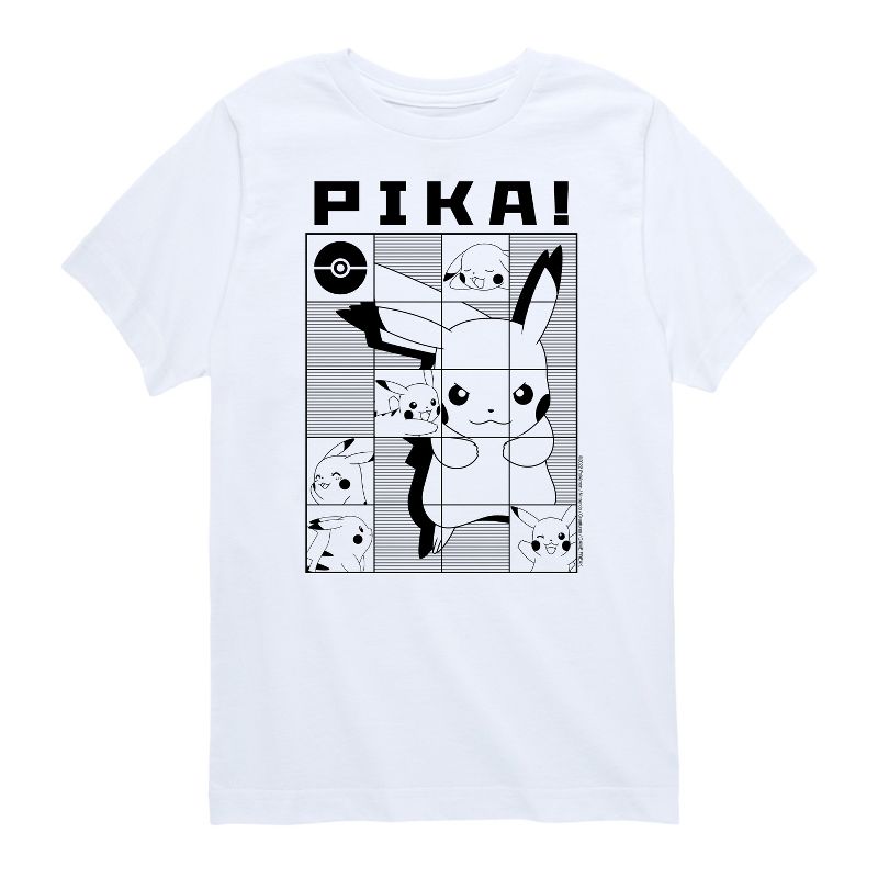 تي شيرت جرافيكي بأكمام قصيرة بتصميم شبكي من بوكيمون للأولاد - بيكا بيكاتشو
