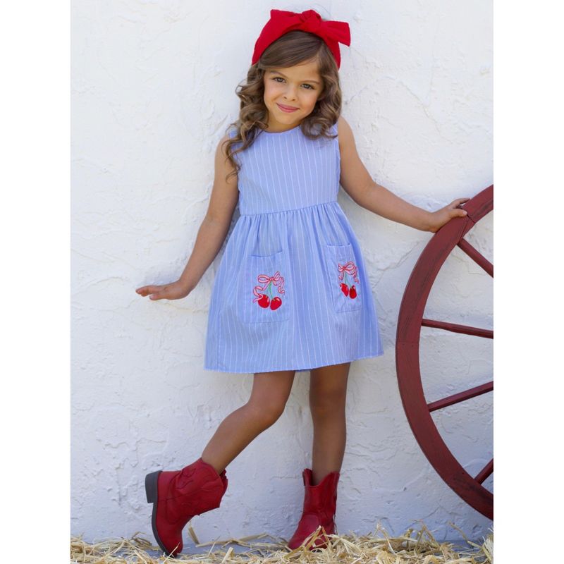 فستان تانك مخطط مطرز بالكرز الحلو من مجموعة ميا بيل جيرلز