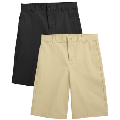 Galaxy Approved Boy's Stretch Slim Fit School Uniform Twill Shorts-2 Pack