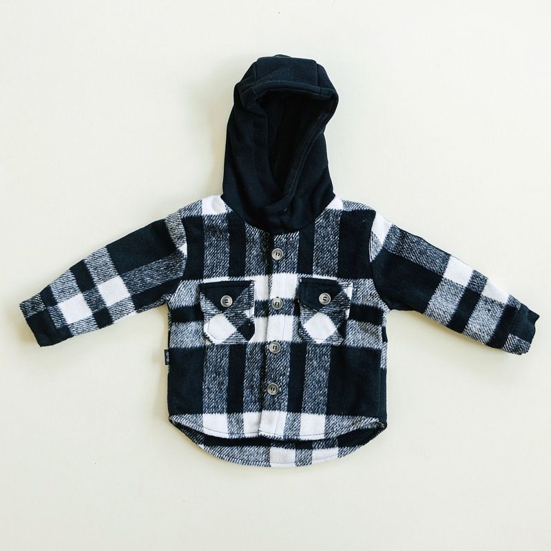 Kids Everest Flannel Long Sleeve Hooded Jacket - Olive + Scout