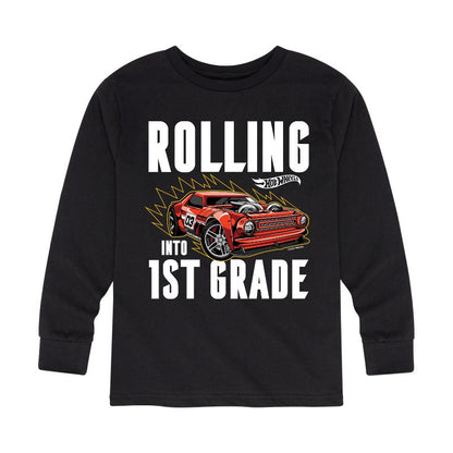 Boys' - Hot Wheels - Rolling Into 1st Grade Long Sleeve Graphic T-Shirt