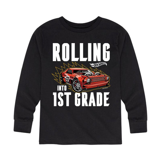 Boys' - Hot Wheels - Rolling Into 1st Grade Long Sleeve Graphic T-Shirt