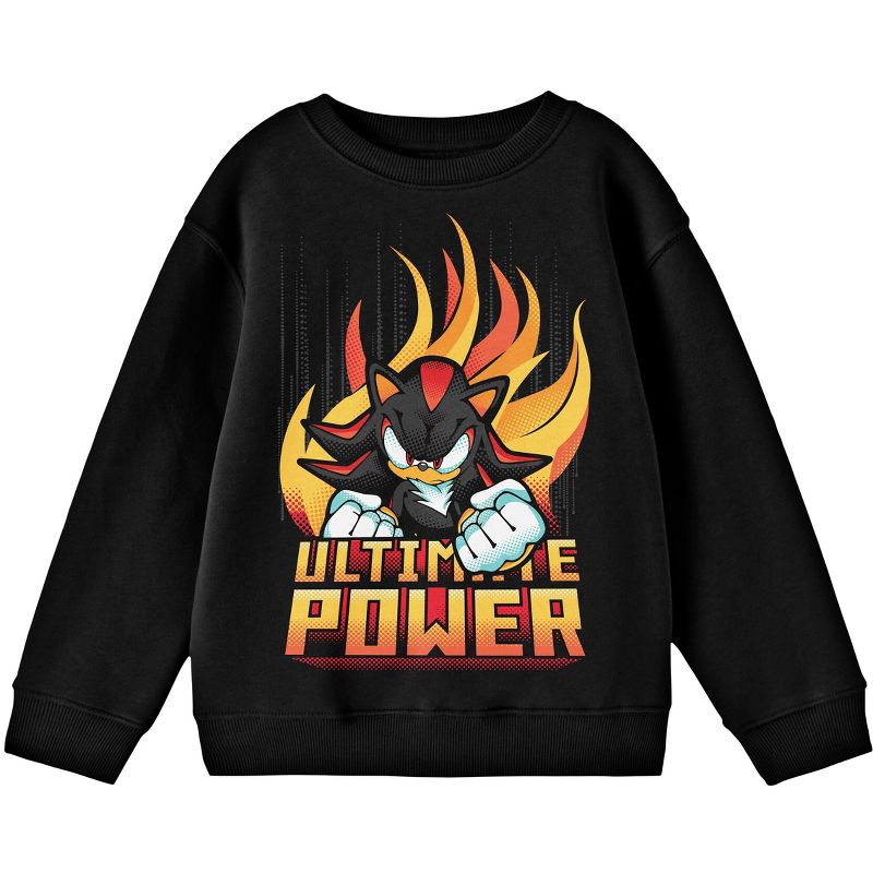 Bioworld Sonic The Hedgehog Knuckles Ultimate Power Youth Black Crew Neck Sweatshirt