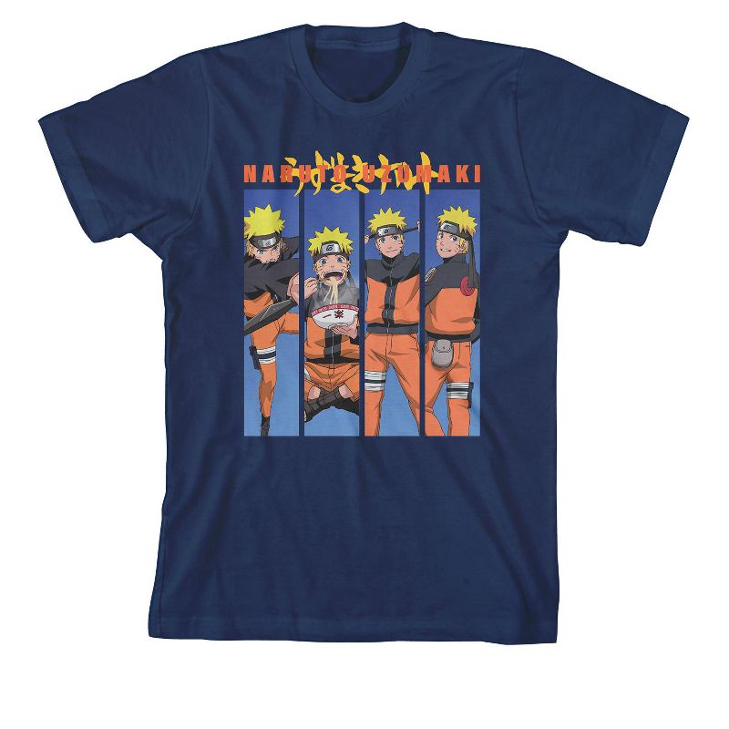 تي شيرت جرافيكي أزرق داكن للأولاد من أنيمي ناروتو شيبودن