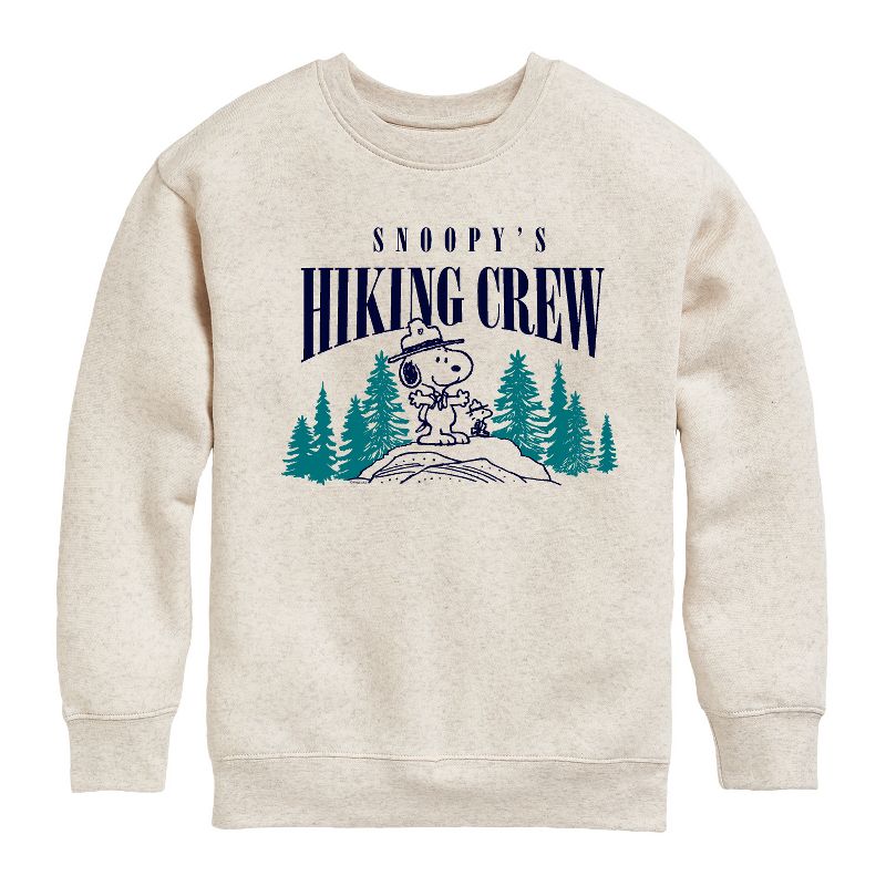 Boys' - Peanuts - Snoopy Hiking Crew Graphic Long Sleeve Fleece Sweatshirt