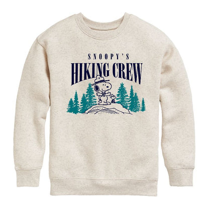 Boys' - Peanuts - Snoopy Hiking Crew Graphic Long Sleeve Fleece Sweatshirt