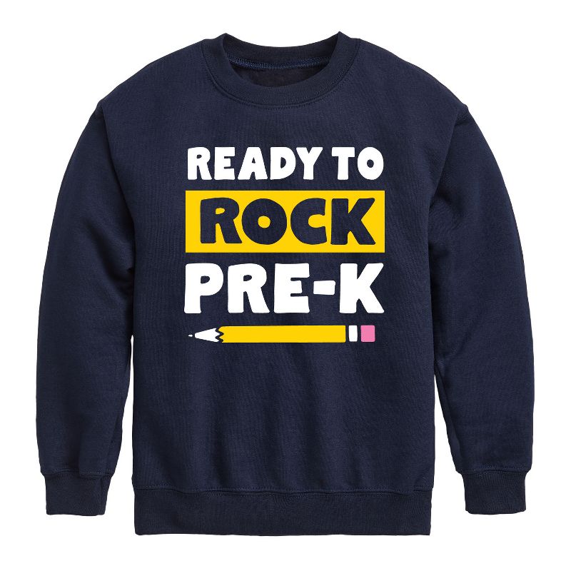Boys' - Instant Message - Ready To Rock Pre-K Graphic Long Sleeve Fleece Sweatshirt