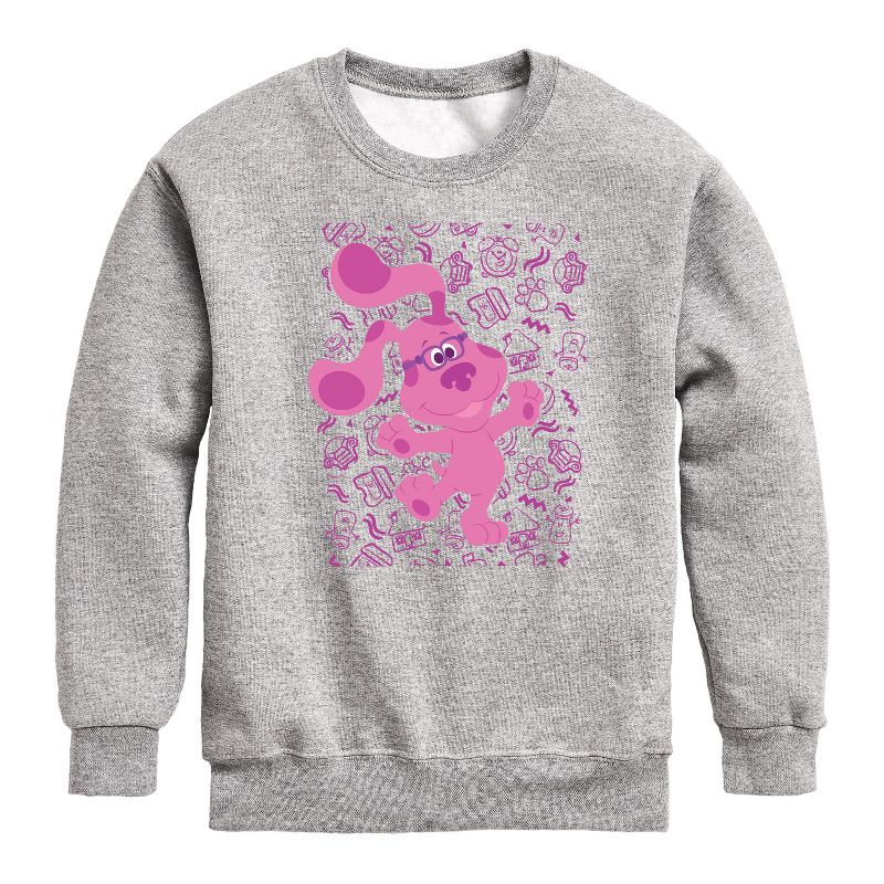 Boys' - Blue's Clues & You! - Magenta Excited Graphic Long Sleeve Fleece Sweatshirt