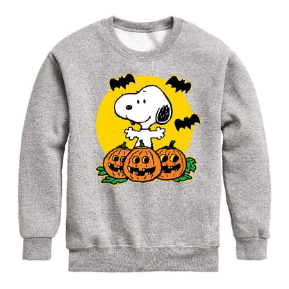 Boys' - Peanuts - Snoopy Pumpkin Patch Graphic Long Sleeve Fleece Sweatshirt