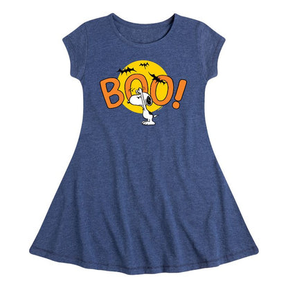 Girls' - Peanuts - Boo Snoopy Fit & Flair Cap Sleeve Dress