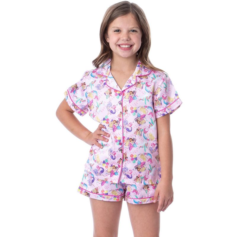 Mattel Girls' Barbie Fantasy Mermaid Princess Sleep Pajama Set Shorts Pink