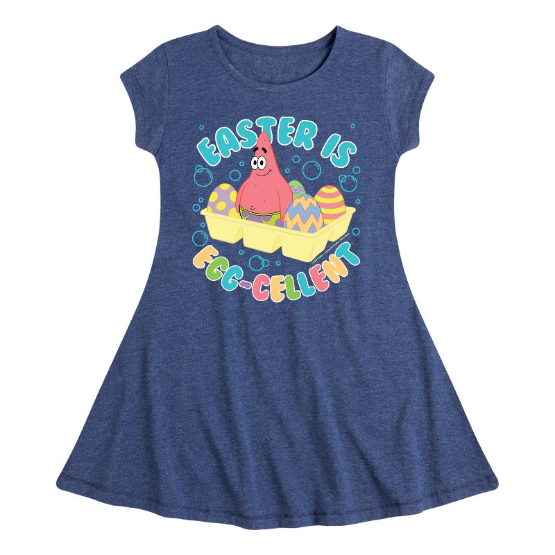 Girls' - SpongeBob Squarepants - Easter Is Egg Fit & Flair Cap Sleeve Dress