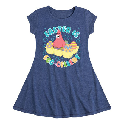 Girls' - SpongeBob Squarepants - Easter Is Egg Fit & Flair Cap Sleeve Dress