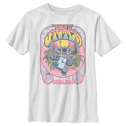 Boy's Lilo & Stitch Ohana Groovy Stitch Poster T-Shirt