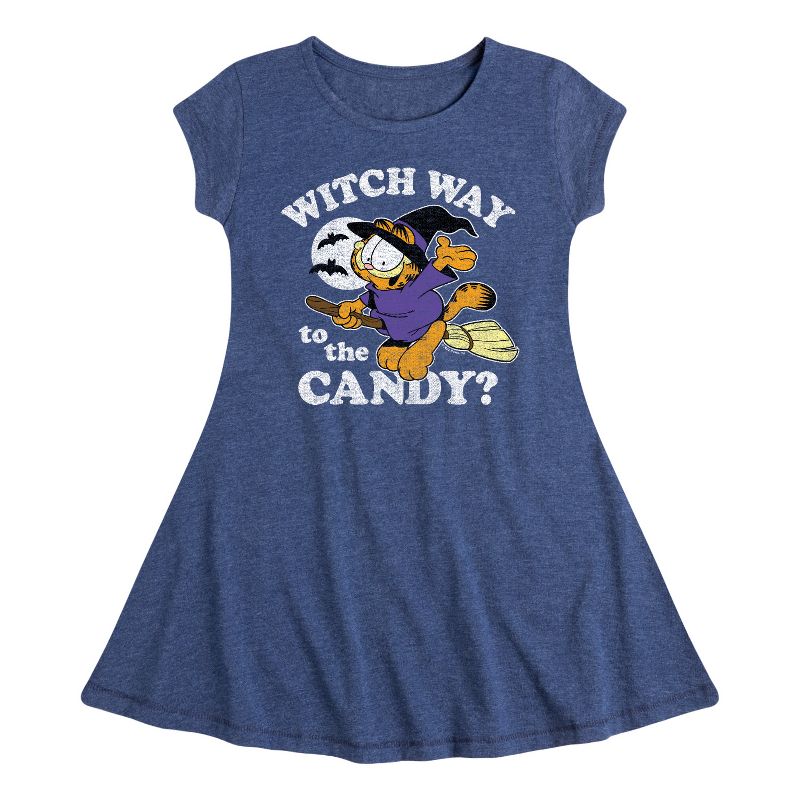 Girls' - Garfield - Witch Way To The Candy Fit & Flair Cap Sleeve Dress